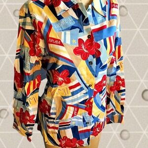 Erika Collection Vintage Miami, Hawaii, Paris shirt with a floral design